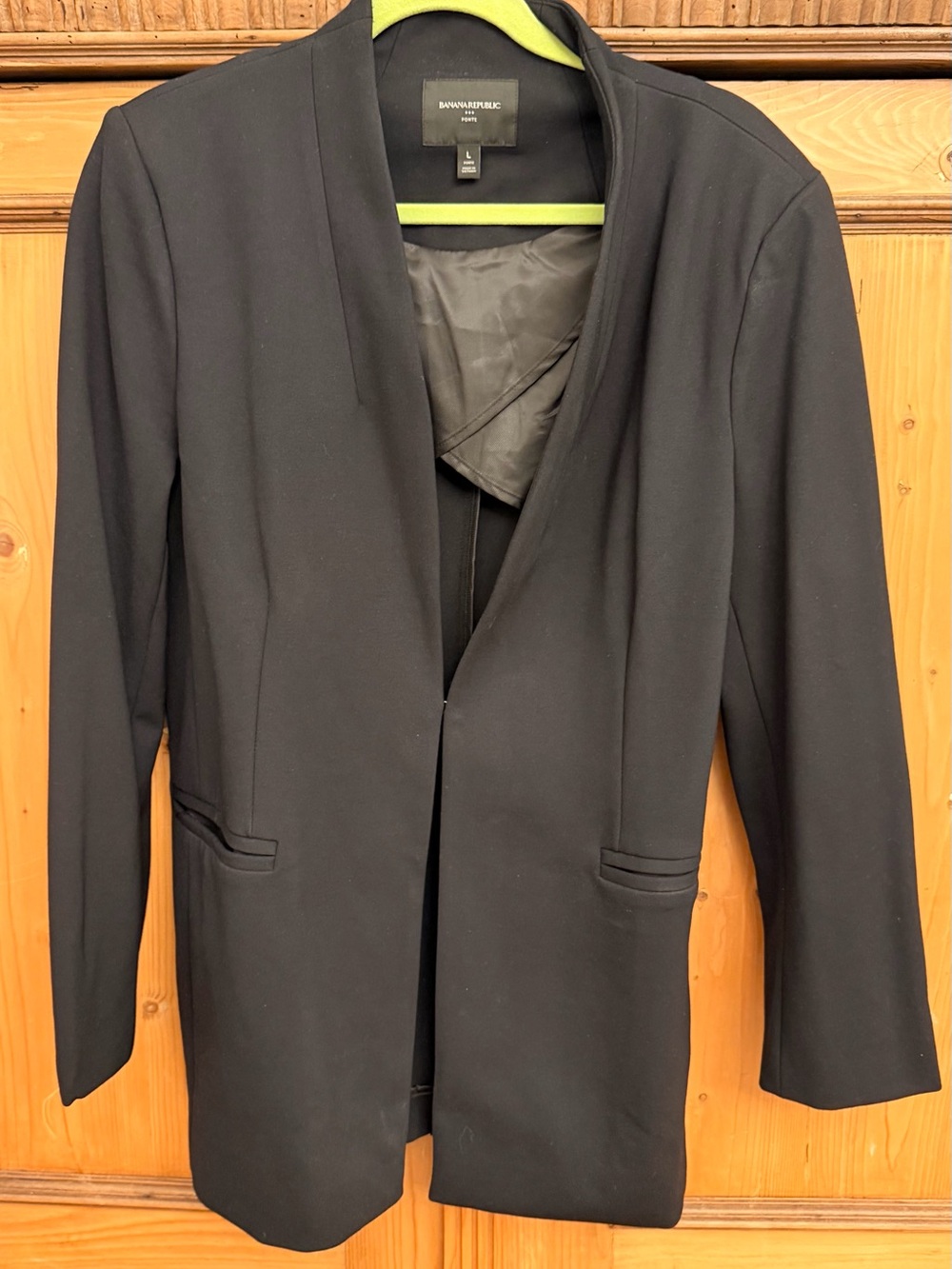 Banana Republic Factory Black Longline Open-Front Blazer